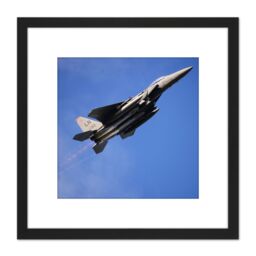 Artery8 Military USA USAF Air Force F-15E Strike Eagle Aircraft Photo 8X8 Inch Square Wooden Framed Wall Art Print Picture with Mount in Black - thumbnail 1