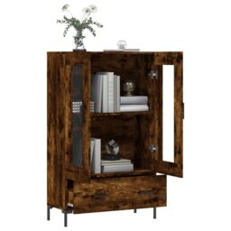 Berkfield Home Highboard Smoked Oak 69.5x31x115 cm Engineered Wood in Brown - thumbnail 4