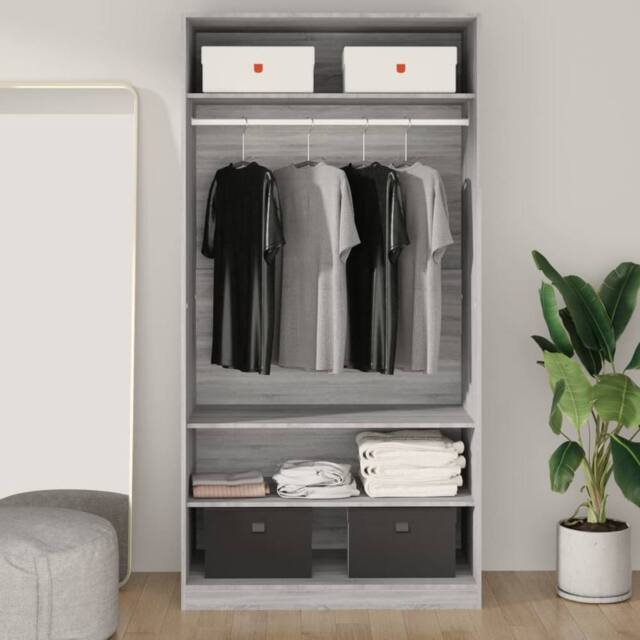Berkfield Home Wardrobe Grey Sonoma 100x50x200 cm Engineered Wood - Size: 100 x 50 x 200 cm - image 1