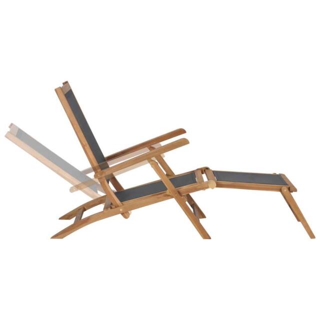 Berkfield Home Classic Deck Chair with Footrest Solid Teak Wood Black - image 1