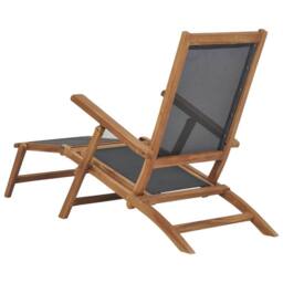 Berkfield Home Classic Deck Chair with Footrest Solid Teak Wood Black - thumbnail 5