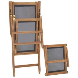 Berkfield Home Classic Deck Chair with Footrest Solid Teak Wood Black - thumbnail 7