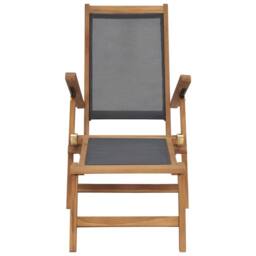 Berkfield Home Classic Deck Chair with Footrest Solid Teak Wood Black - thumbnail 4