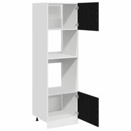 Berkfield Home Microwave Cabinet Black Oak 60x57x207 cm Engineered Wood - Size: 60 x 57 x 207 cm - thumbnail 5