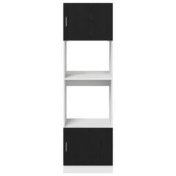 Berkfield Home Microwave Cabinet Black Oak 60x57x207 cm Engineered Wood - Size: 60 x 57 x 207 cm - thumbnail 6