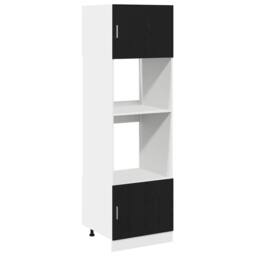 Berkfield Home Microwave Cabinet Black Oak 60x57x207 cm Engineered Wood - Size: 60 x 57 x 207 cm - thumbnail 3