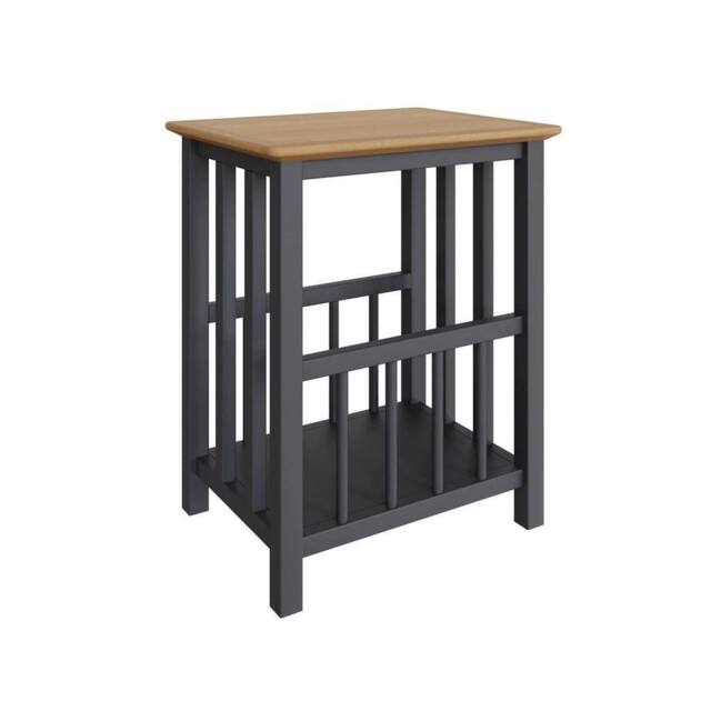 VOGREX Graphite Blue Oak Veneer Side Storage Table Fully Assembled in Dark Blue - image 1