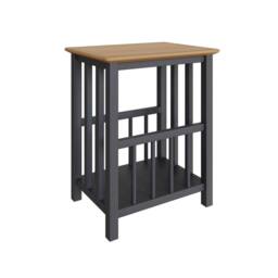 VOGREX Graphite Blue Oak Veneer Side Storage Table Fully Assembled in Dark Blue - thumbnail 1