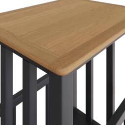 VOGREX Graphite Blue Oak Veneer Side Storage Table Fully Assembled in Dark Blue - thumbnail 3