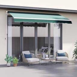 OUTSUNNY Garden Sun Shade Canopy Retractable Awning in Green - thumbnail 1