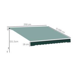 OUTSUNNY Garden Sun Shade Canopy Retractable Awning in Green - thumbnail 3