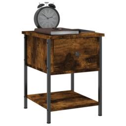 Berkfield Home Bedside Table Smoked Oak 34x35.5x45 cm Engineered Wood in Brown - thumbnail 3