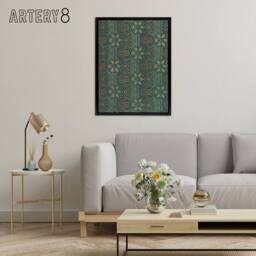 "Artery8 Ispahan Pattern Arabesque Textile Framed Canvas Wall Art Print Morris in Blue - Size: W12"" x H16""" - thumbnail 3