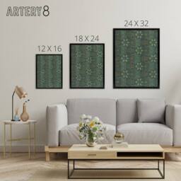 "Artery8 Ispahan Pattern Arabesque Textile Framed Canvas Wall Art Print Morris in Blue - Size: W12"" x H16""" - thumbnail 4