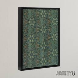 "Artery8 Ispahan Pattern Arabesque Textile Framed Canvas Wall Art Print Morris in Blue - Size: W12"" x H16""" - thumbnail 2