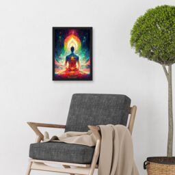 Artery8 Ethereal Seven Chakra Meditation Astral Artwork Framed Wall Art Print A4 in Black - thumbnail 2