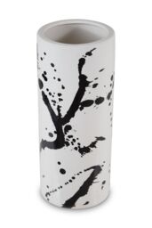 Orsina Contemporary Small Black & White Ceramic Vase, Durable Pottery Vase, Easily Maintained Vase For Flowers - thumbnail 2