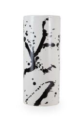 Orsina Contemporary Small Black & White Ceramic Vase, Durable Pottery Vase, Easily Maintained Vase For Flowers