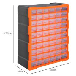 STILVORA 60-Drawer Parts Organiser Cabinet with Transparent Drawers in Orange - thumbnail 4