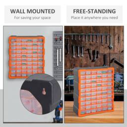 STILVORA 60-Drawer Parts Organiser Cabinet with Transparent Drawers in Orange - thumbnail 7