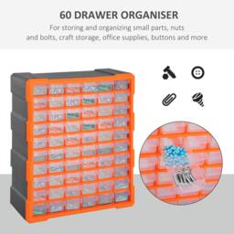 STILVORA 60-Drawer Parts Organiser Cabinet with Transparent Drawers in Orange - thumbnail 8