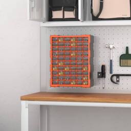 STILVORA 60-Drawer Parts Organiser Cabinet with Transparent Drawers in Orange - thumbnail 2