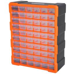 STILVORA 60-Drawer Parts Organiser Cabinet with Transparent Drawers in Orange - thumbnail 5