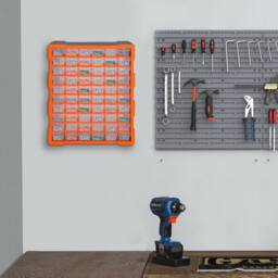 STILVORA 60-Drawer Parts Organiser Cabinet with Transparent Drawers in Orange - thumbnail 6