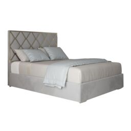 KDMD Repose Upholstered Soft Velvet Metal Designer Bed Frame in Grey - Size: King - thumbnail 1