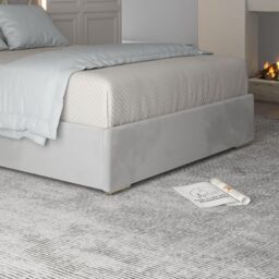 KDMD Repose Upholstered Soft Velvet Metal Designer Bed Frame in Grey - Size: King - thumbnail 4
