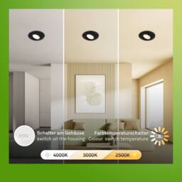 BRILONER Set of 3 LED Recessed Lights Downlights Dimmable CCT in Black - thumbnail 4