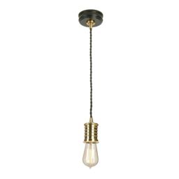 Netlighting Douille 1 Light Ceiling Pendant Black Brass E27 in Yellow