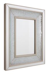 Orsina Boutique Style Wall Mirror with Decorative Mosaic Inlay, Bevelled Frame Rectangular Mirror for Living Room in Silver - thumbnail 2