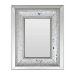 Orsina Boutique Style Wall Mirror with Decorative Mosaic Inlay, Bevelled Frame Rectangular Mirror for Living Room in Silver