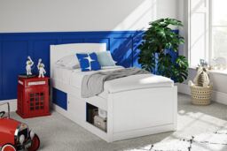 Time4sleep Maxistore 3 Door Blue Wooden Storage Single Bed Frame in White - thumbnail 4