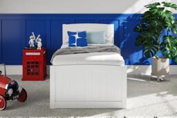 Time4sleep Maxistore 3 Door Blue Wooden Storage Single Bed Frame in White - thumbnail 2