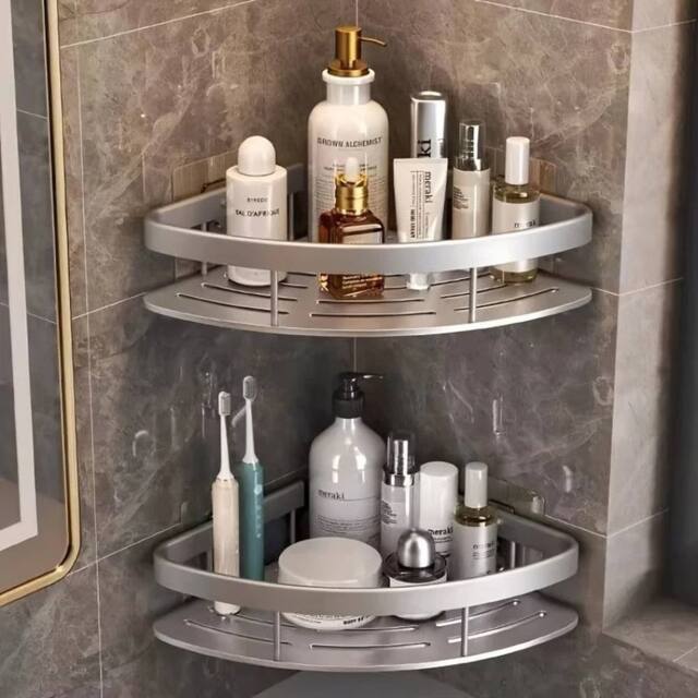 SPETLEK 2 Silver Aluminium Alloy Corner Shower Caddy Wall - image 1