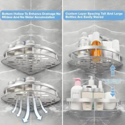 SPETLEK 2 Silver Aluminium Alloy Corner Shower Caddy Wall - thumbnail 2