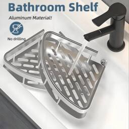 SPETLEK 2 Silver Aluminium Alloy Corner Shower Caddy Wall - thumbnail 4