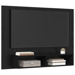 Berkfield Home Wall TV Cabinet with Shelf Wall-mounted with Storage Black oak Engineered wood - thumbnail 3