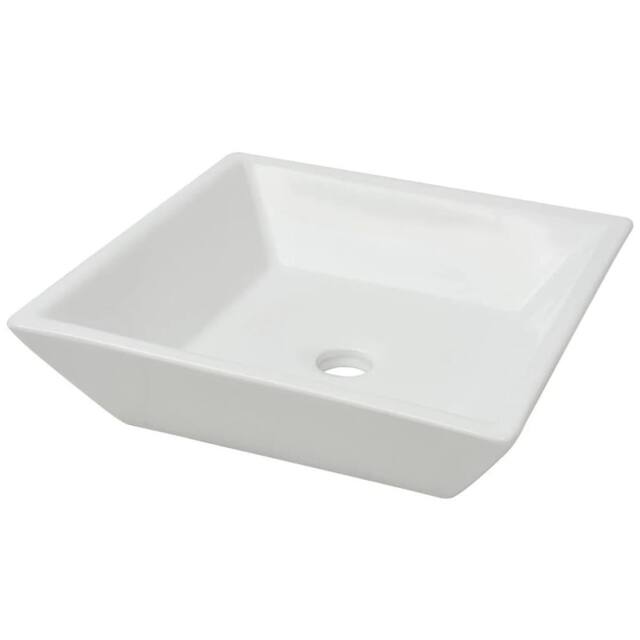 Berkfield Home Basin Square Ceramic White 41.5x41.5x12 cm - image 1