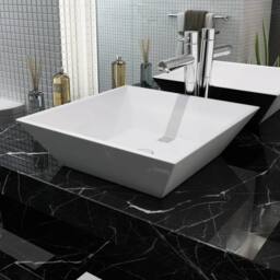 Berkfield Home Basin Square Ceramic White 41.5x41.5x12 cm - thumbnail 2