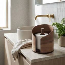 SPETLEK Stale B Paper Towel Holder Tissue Storage Box Round Roll in Brown - thumbnail 4