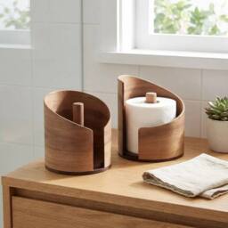 SPETLEK Stale B Paper Towel Holder Tissue Storage Box Round Roll in Brown