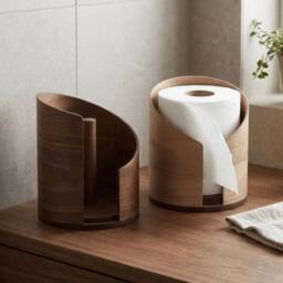 SPETLEK Stale B Paper Towel Holder Tissue Storage Box Round Roll in Brown - thumbnail 5