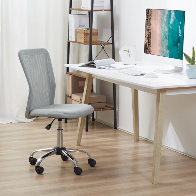 VINSETTO Armless Office Chair Ergonomic Height Adjustable Mesh Back Wheel in Grey - image 1