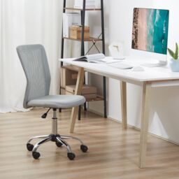 VINSETTO Armless Office Chair Ergonomic Height Adjustable Mesh Back Wheel in Grey - thumbnail 1