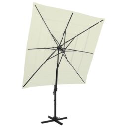 Berkfield Home 4-Tier Parasol with Aluminium Pole Sand 250x250 cm in Beige - thumbnail 1