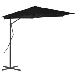 Berkfield Home Outdoor Parasol with Steel Pole Black 300x230 cm - thumbnail 2