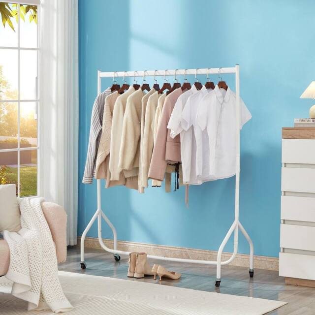 House of Home 4ft White Heavy Duty Clothes Rail Metal Garment Rack Hanging Clothing - image 1